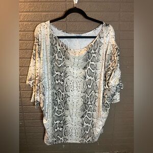 White Birch Snake Print Blouse in Black and Gray